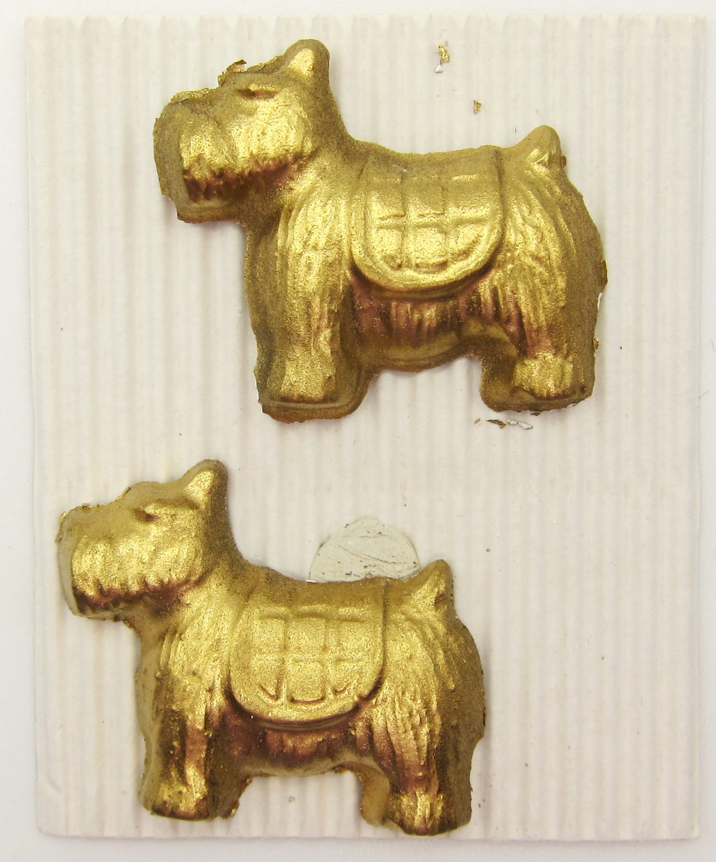 A Pair of Gold Scottish Terrier Wall Mouldings PAT1527