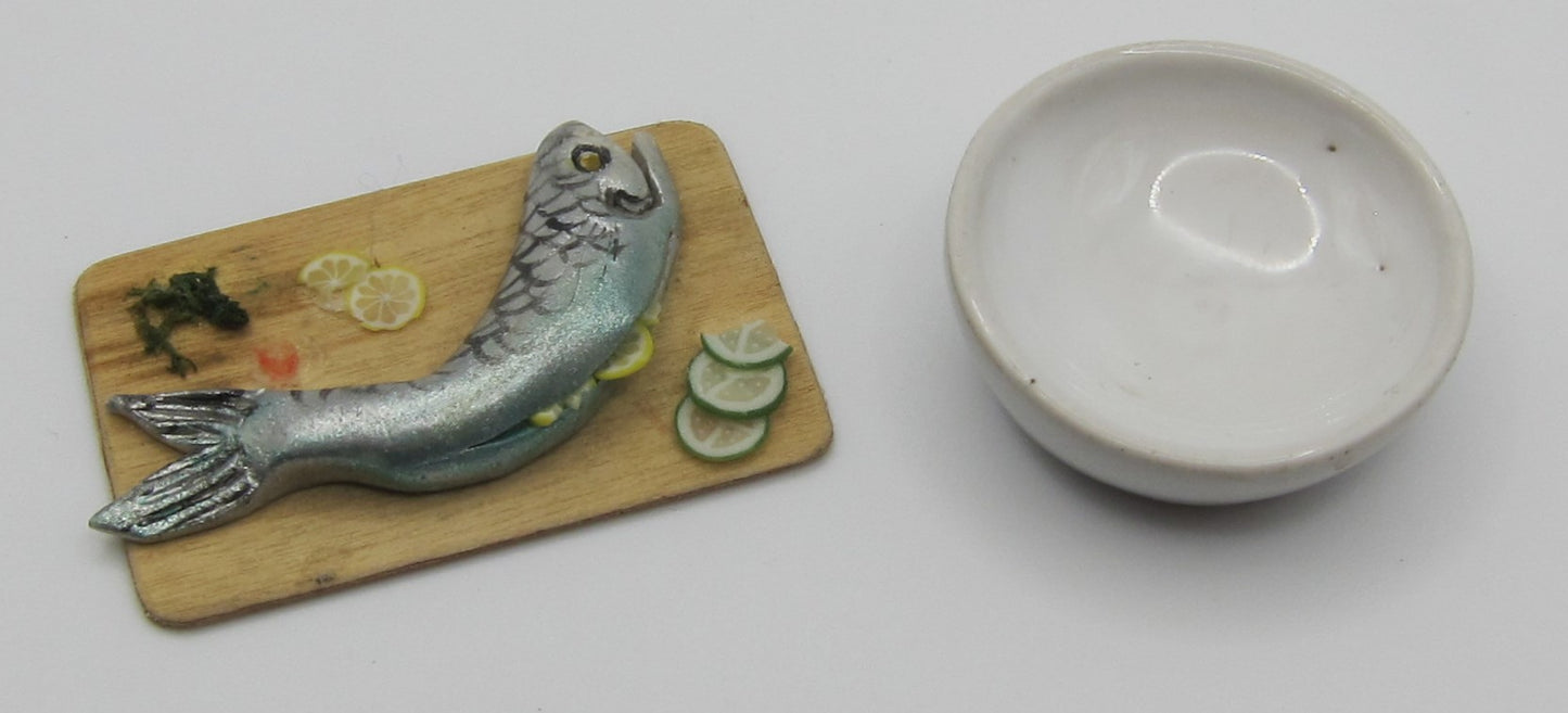 Fish on a Cutting Board & a Bowl PAt1624