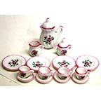 17 Piece Pink Rose Design Tea Set - AZG8460