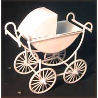 White Metal Pram AZT8433W