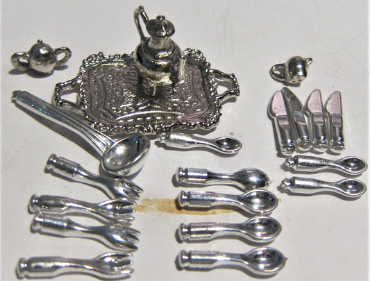 Silver Tray, Tea set And Assorted Cutlery PAT435