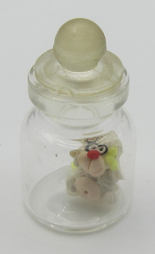 Glass Jar with A Clay Bunny Rabbit Inside PAT1674