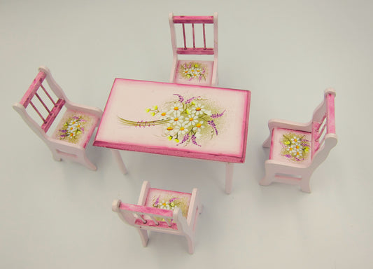 PAT946 Pink Kitchen Table Set