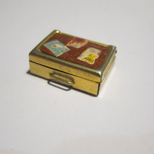 Small Brass Suitcase with Newspaper PAT418