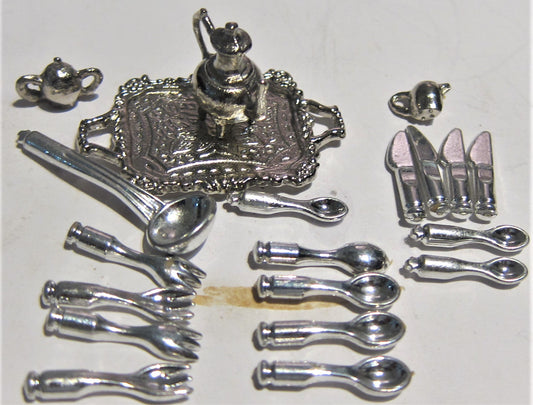 Silver Tray, Tea set And Assorted Cutlery Pat435